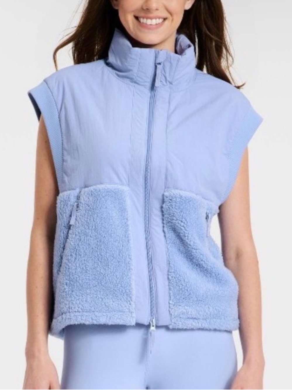 JoyLab Light Blue Sleeveless Puffer & Sherpa Vest